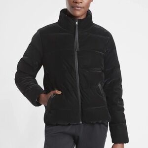 Athleta Venice Odyssey Velvet Down Jacket Black Size Large NWT